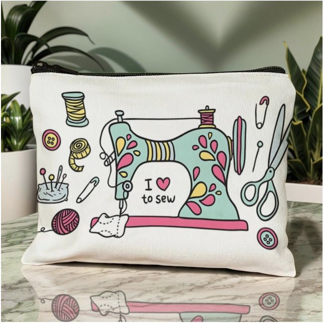 1pcs Polyester Crochet Cosmetic Pouch for women with Humorous Sewing Design, Makeup Bag for Travel, Business Toiletry Bag