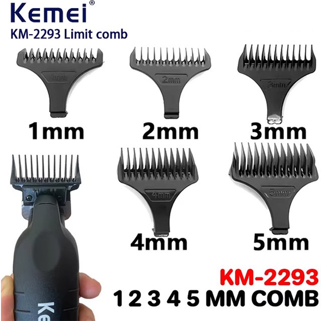 Kemei Hair Trimmer Limit Comb Universal Black Guards Hairdresser Hair Cutting Guide for KM-2293 KM-2299 1 2 3 4 5mm Comb 4pcs oi
