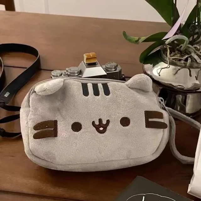 Cartoon Cat Coin Wallet Pusheen Cute Makeup Bag Zipper Storage Bag Grey Cat Pen Bag Camera Storage Bag Gift for Friends