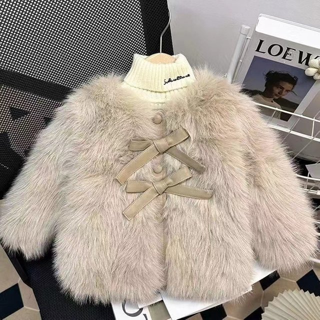 Manteau d'hiver en fausse fourrure pour filles, veste en coton pour enfants, petit style parfumé, chaud, nouveau, 2025