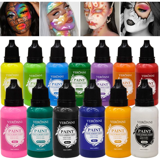 20ml Water Based Face Body Paint Single Bottle Safe Non-toxic For Halloween Party Cosplay Makeup Easy To Wash Off For Kids Adult
