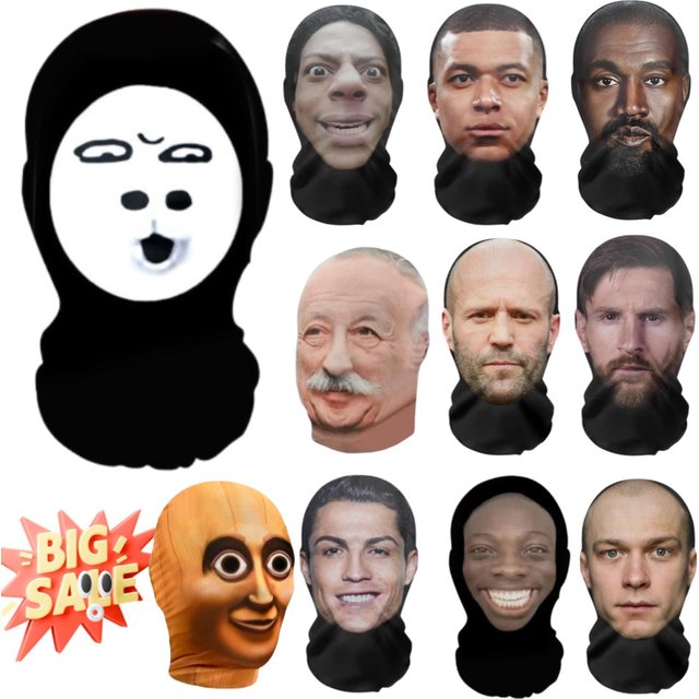 New 3D Printed Kanye Mask Drake Elastic Mesh Full Face Mask for unisex Cosplay Headwear Party Simulation Balaclava Hat Headgear