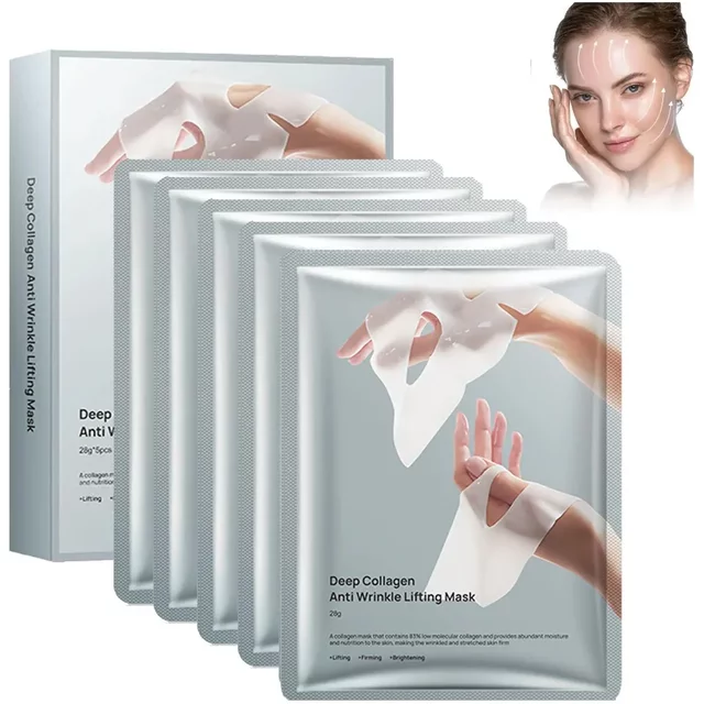 Deep Collagen Anti Wrinkle Lifting Mask Collagen Face Mask Overnight, Deep Collagen Mask for Lifting Firming Moisturizing(5Pack)