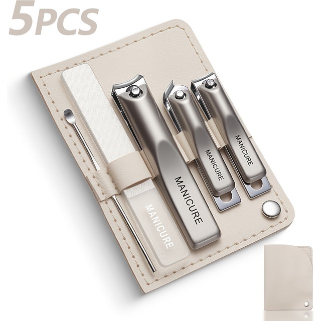 High-Quality 5pcs Nail Care Set Including Nail Clippers a Nano File And an Ear Scoop All Packed in a Portable Storage Case