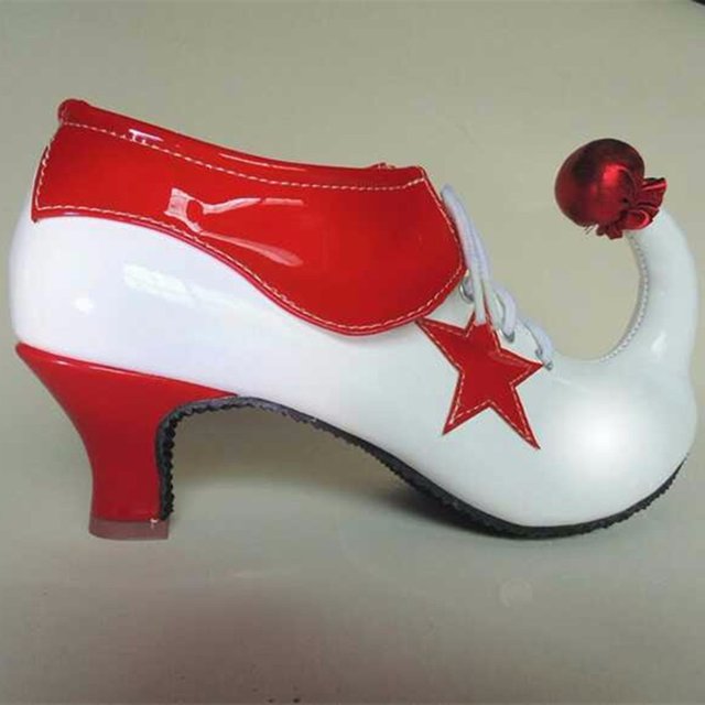 Chaussures de Clown rouge pointues à talons hauts pour femmes, chaussures amusantes pour fête de mascarade, spectacle sur scène, accessoires de chaussures de Cosplay, 2025