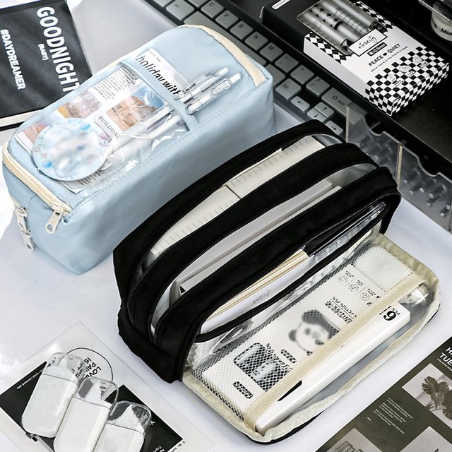 Kawaii Large Capacity Multi Layer Pencil Case Student Pencil Bag School Stationery Supplies Box And Makeup Storage Bag