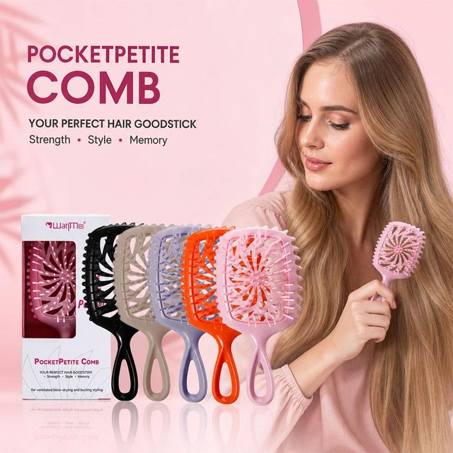 Hair Brush Detangling Scalp Massage Comb Curved Hollow Blow Drying Styling Hairbrush Salon Hair Care Tool