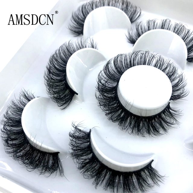 5 Pairs Fluffy Lashes 8-25mm 3D Mink Lashes Long Thick Natural False Eyelashes Wholesale Lashes Vendors Makeup Mink Eyelashes