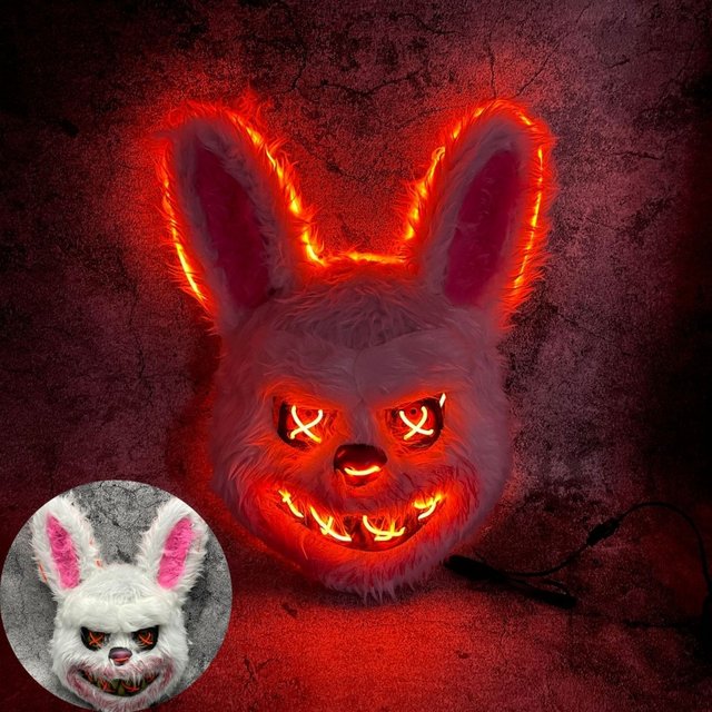 Lumière LED lumineuse lueur masque Animal Halloween Cosplay fête carnaval maquillage masque facial effrayant Animal en peluche fourrure couvre-chef accessoires