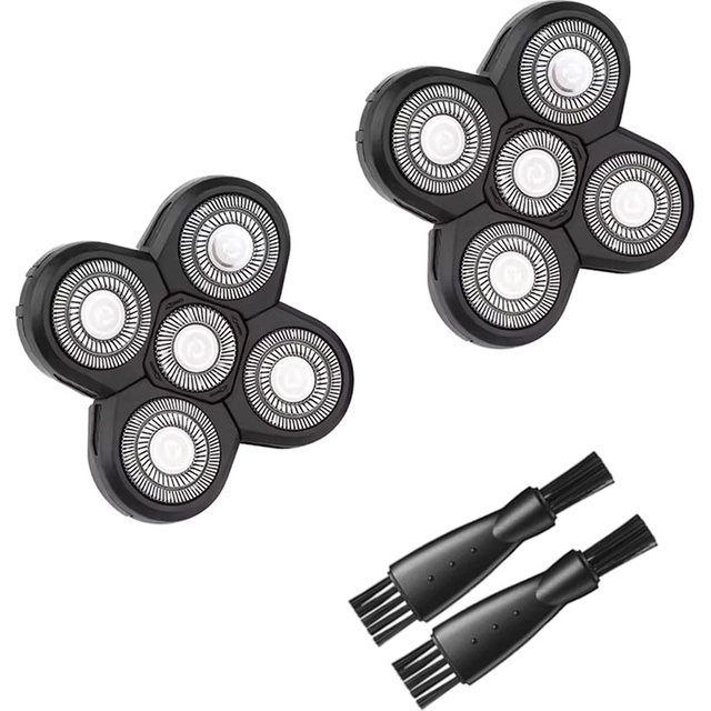 2Pack Electric Shaver Replacement Shaver Head 5D Independently 5 Cutter Floating Head Waterproof Stainless Steel Razor Blades
