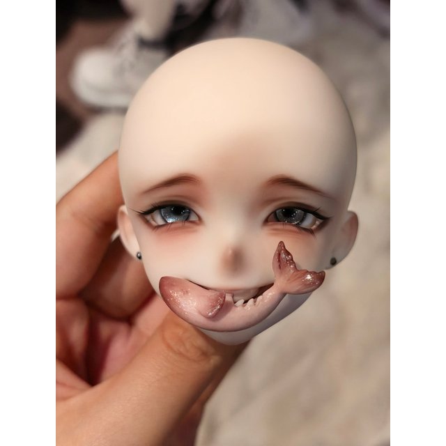 KIMDOLL 1/4 Scale BJD Resin Doll Head Mangou Mia Anime Single Head With Mouth Parts DIY Makeup Doll Accessories Collectible Toy