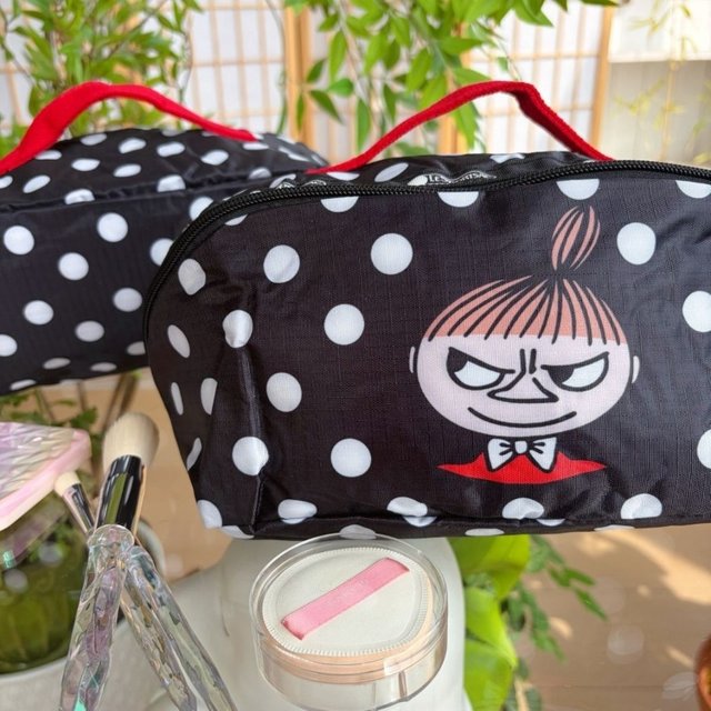 Moomin Little My Print Makeup Bag Large Capacity Portable Waterproof Travel Makeup Bag Toilet Bag with Handle for Giving Gifts