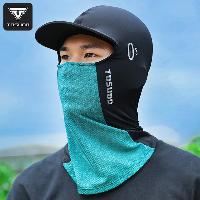 TOSUOD Summer Face Mask Breathable Ice Silk Mask Cycling Sports High Elastic Face Cover with Glasses Hole Universal Sports Mask