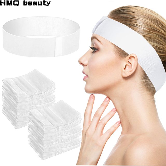 100/50/30pcs Disposable Spa Facial Headbands Non-Woven Soft Skin Care Headwraps for women Salons Beauty Esthetician Supplies