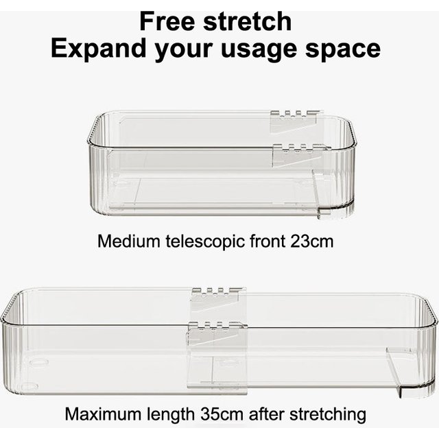 Expandable Drawer Organizer And Storage Bins Plastic Divider Box For Kitchen Flatware Makeup Tray Bathroom Office Holder