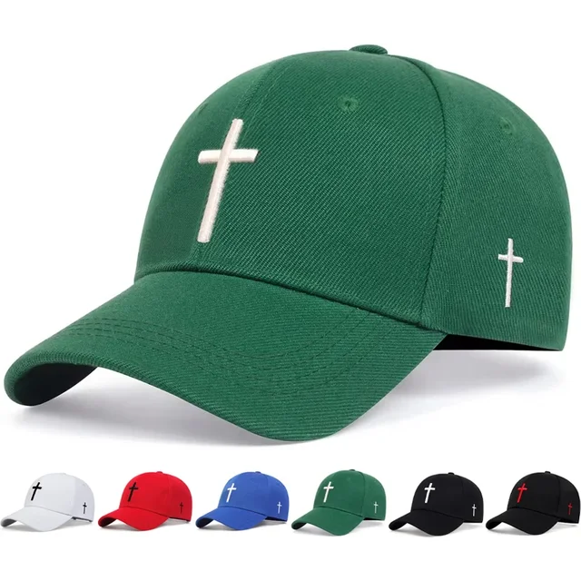 Unisex Cross Embroidery Baseball Caps Outdoor Adjustable Spring and Autumn Casual Sunscreen Hat