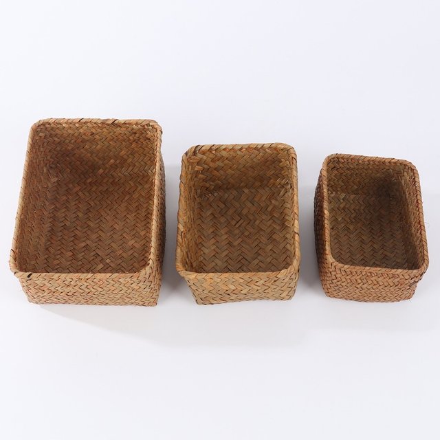 Fine Fruit Storage Box Cosmetic Storage Straw Rattan Basket Picnic Basket Storage Baskets Woven Seagrass