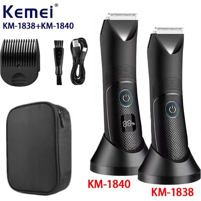 Kemei KM-1838 KM-1840 Groin Area Hair Trimmer Lawn Mower Ceramic Blade Waterproof Wet Dry Clippers Pubic Armpit Body Hair Razor