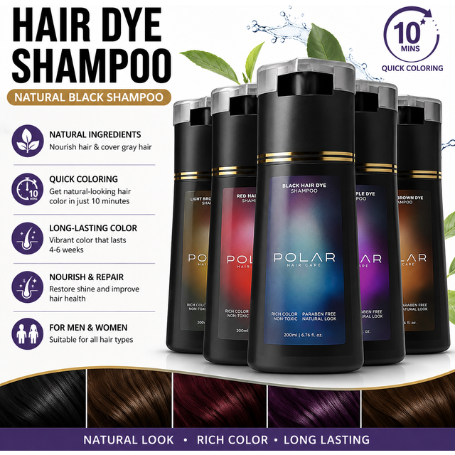 200ml Hair Dye Shampoo For Gray Hair Natural Hair Dye Kit Semi Permanent Hair Dye Shampoo for women Men Black Brown Purple