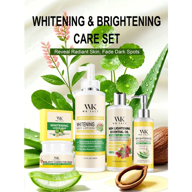 WK JALY Whitening Skin Care Set for All Skin Tone, Moisturizing Face and Body, Remove Acne, Dark Spots, Melanin, Freckles
