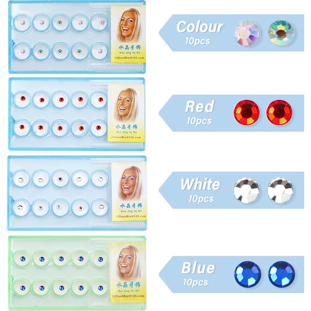10pcs Dental Diamond Crystal Ornaments Tooth Gem Teeth Whitening Jewelry Gemstone Shining Oral Decoration for Dental Health