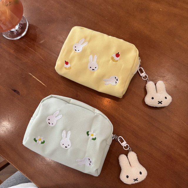 Cute Miffy Flower Embroidery Makeup Storage Earphones Change and Miscellaneous Storage Bag Kawaii Gift Toy