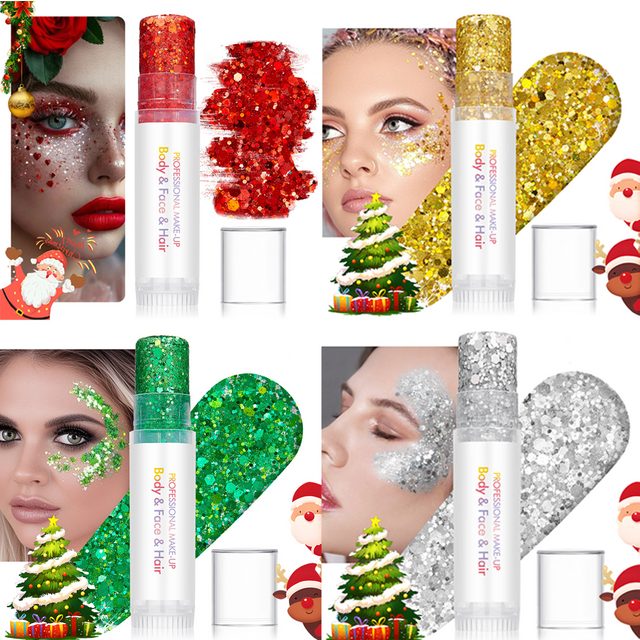 Body and Facial Glitter with Long-Lasting Shine, Suitable for Holiday and Christmas Party Makeup