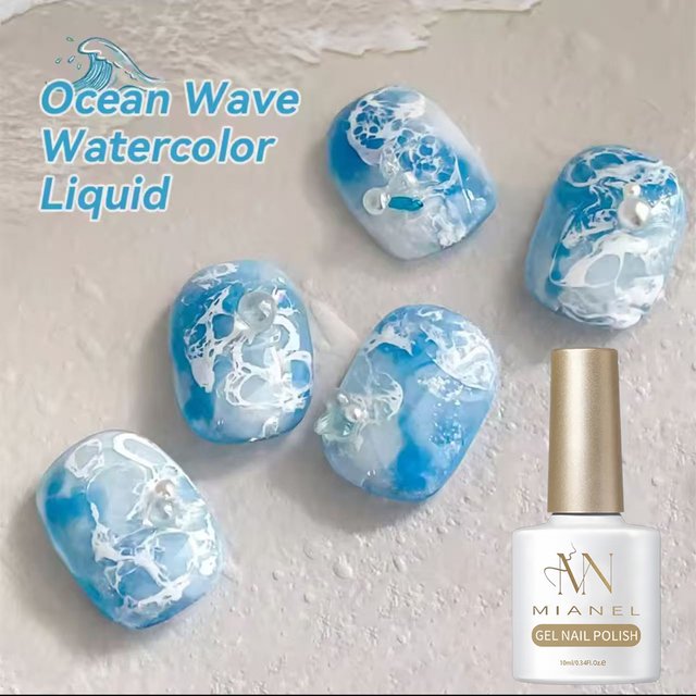 MN 10ML 2026 New White Nails Blue Nails Black Nails Transparent Sea Wave Gradient Nail Polish Bubble Hole Gel Gradient Quickly