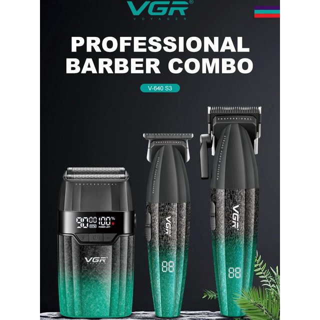 VGR Hair Trimmers Professional Hair Cut Machine Adjustable 9000 RPM LED Electric Clippers Metal Hair Trimmer for men V-640 S3