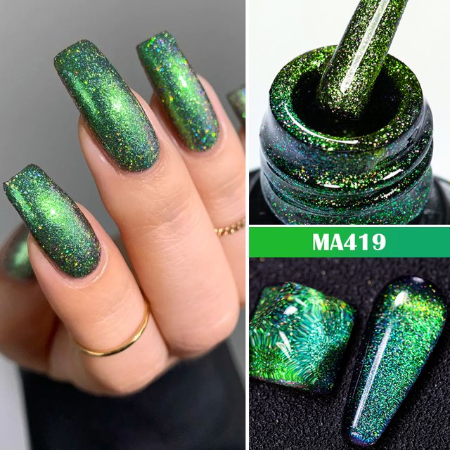 MEET ACROSS 7ml Chameleon Gel Nail Polish Aurora Laser Semi Permanent Nail Art Gel Varnish Hybrid Soak Off UV Gel For Manicure