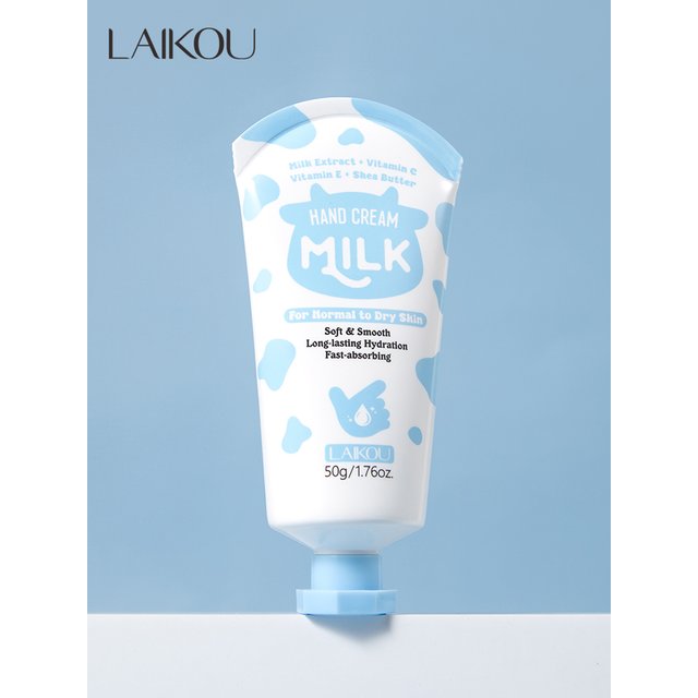 LAIKOU Milk Hand Cream Intensive Hydration Fast-Absorbing Smoothing Repair Dry Cracked Skin Vitamin C Enriched
