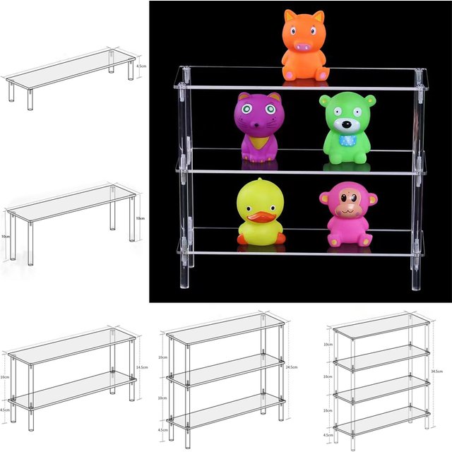 Présentoir trapézoïdal en acrylique transparent à 1-4 niveaux, pour bijoux, parfum, assemblage