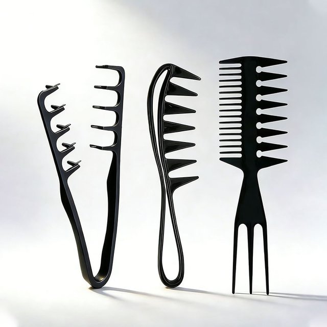 Ensemble de peignes de coiffure pour hommes, comprenant un peigne à dents larges pour les coiffures texturées, un peigne pour les coiffures pompadour, un peigne de coiffage C