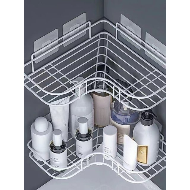 Space Saving Corner Shower Rack - Triangular Bathroom Organizer Without Drilling, Suitable for Storing Shampoo and Soap
