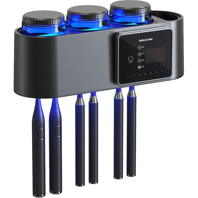 Toothbrush Sanitizers Bathroomtoothbrush Holder Wall Mounted No Drilling Required With 6 Slot Smart Toothbrush Organizer Durable