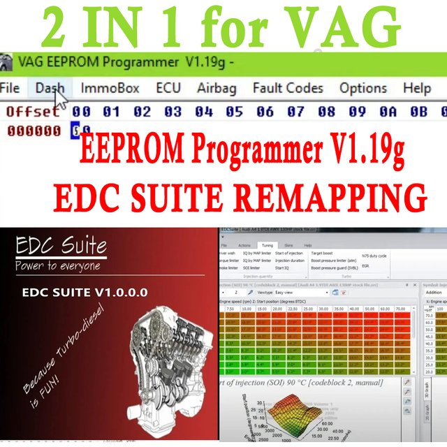 For VAG EEPROM Programmer Mileage Set KKL Programmer V1.19g Reset Errors EDC SUITE REMAPPING Software CHIPTUNING REMAPPING
