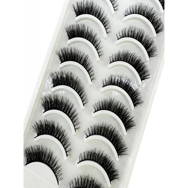 10pairs Eyelashes 3D Mink Natural False Lashes Fake eyelashes Fluffy Soft Cross eye Lashes Wispy Eyelashes Extension Makeup kit