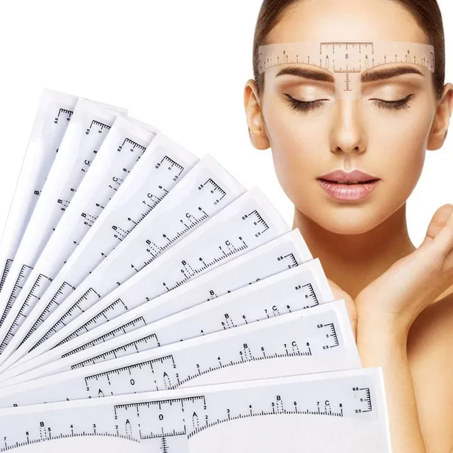 10/50/100pcs Eyebrow Ruler Sticker Tattoo Shape Tool Adhesive Microblading Guide Makeup Measurement Stencil Template Makeup Tool