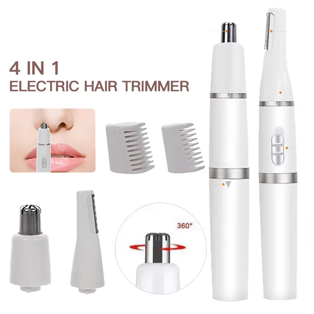 4 In 1 Head Battery-Powered Hair Clipper Nose Hair Trimmer for women Men Ear Hair Eyebrows Beard Nose Hair Removal