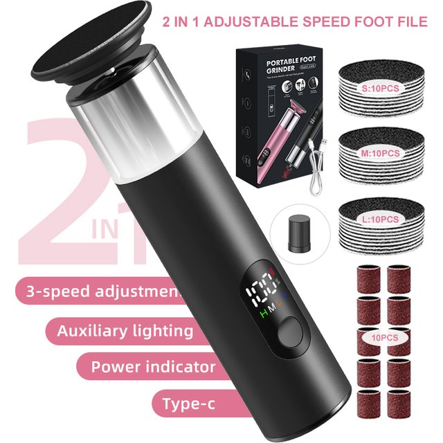 Electric Foot Grinder For Feet, 2-In-1 Foot File & Nail Polisher, Electric Callus Remover Pedicure File Unisex With Gift Box