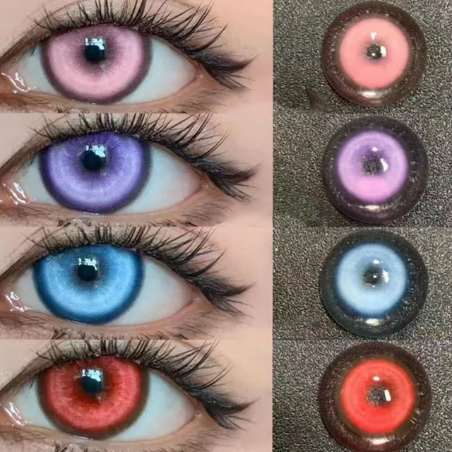 Lentilles de contact colorées à prescription bleues VISUASHOW Cyber Cosmetic, lentilles pour myopie, lentilles souples respirantes pour le maquillage et le cosplay