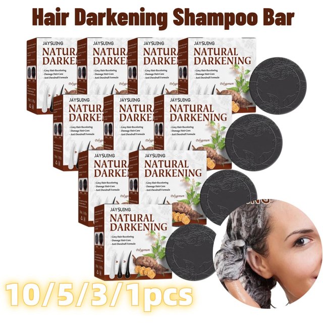 1/3/5/10Pcs Hair Darkening Shampoo Bar Natural Organic Polygonum Essence Hair Darkening Shampoo Bar Soap Mild Formula Hair Care