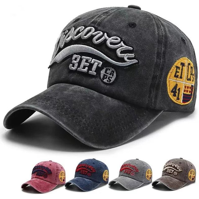 Spring And Autumn Sunshade Hatsmen's Washed Cloth Caps, Outdoor Sports Sunscreen Hats, Casual And Versatile Street Baseball Caps