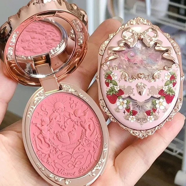 Flower Knows Strawberry Rococo Series Embossed Blush 5g Blush Powder Berry Mary Blusher Palette Makeup Profesional