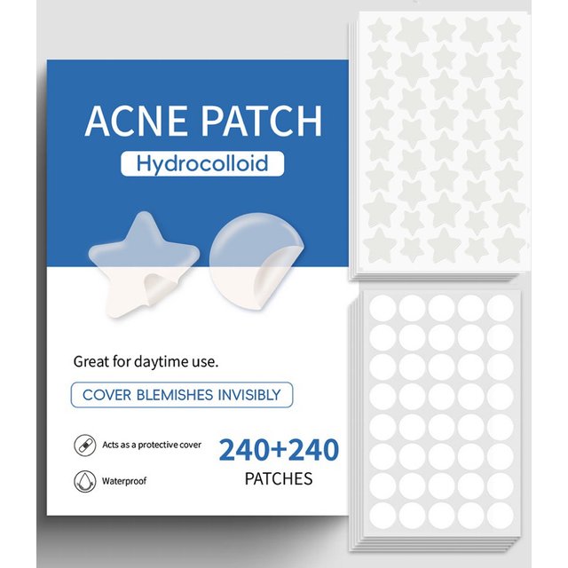 480PCS,Star and Circle Acne Patches, Clear Pimple Patch Transparent Adhesive Necessary for Makeup Suitable for Different Sizes