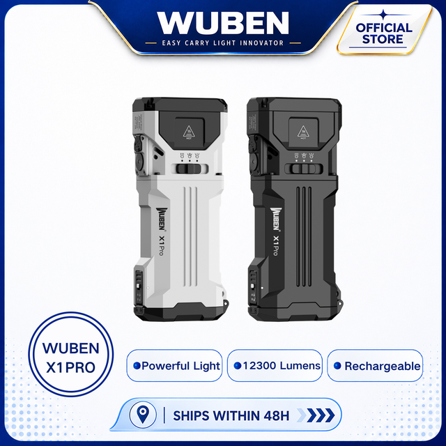 Lampe torche EDC Wuben X1 Pro 12300 Lumens, Power Bank 9600mAh avec charge rapide 30W, faisceau large/longue portée, IP65, compatible support vélo