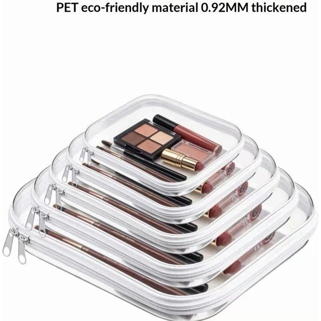 Zippered Hard Pouch Clear Stackable Travel Storage Organizer Cosmetic Bags Makeup Case