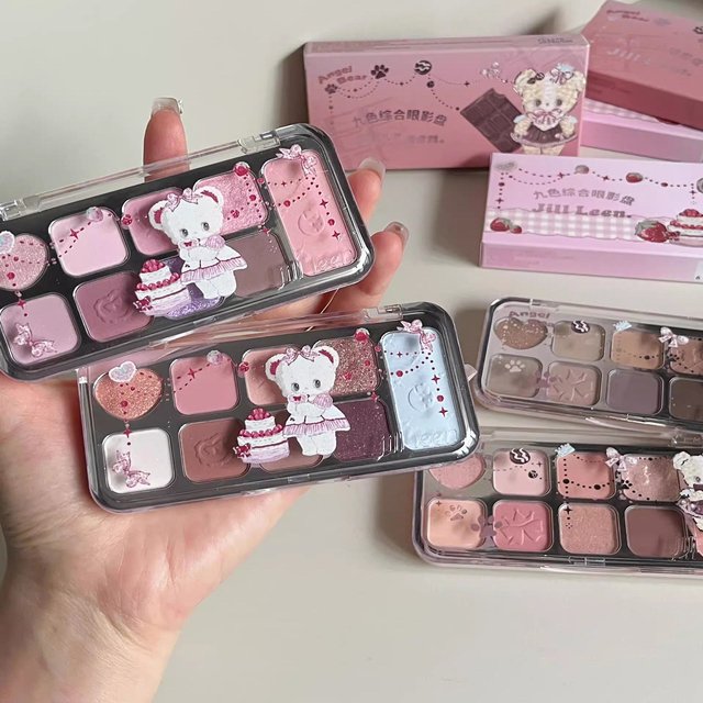 JILL LEEN 9 Colors Eyeshadow Palette, Matte Satin Shimmer Multi-Functional Makeup Palette 8g, All In One Eye & Face Cosmetic