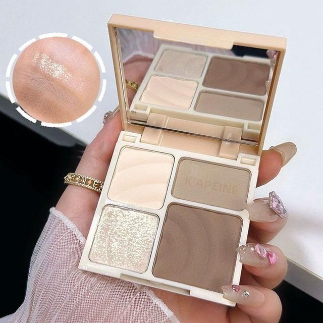 4 Colors Highlighter Contour Palette Matte Bronzer Shimmer Highlighting Powder 3D Face Makeup Cosmetics with Mirror
