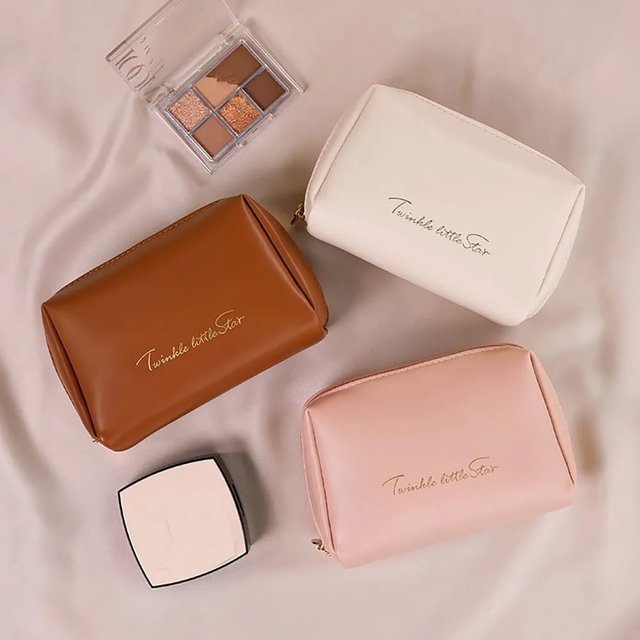 Travel Cosmetic Bag,Cosmetic Organiser,Waterproof PU Leather Wash Bag,Wide Opening Flat Cosmetic Case,Cosmetic Bag With Divider